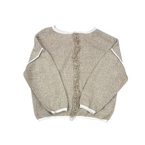 Beige Fringe Back Acrylic Sweater - XL